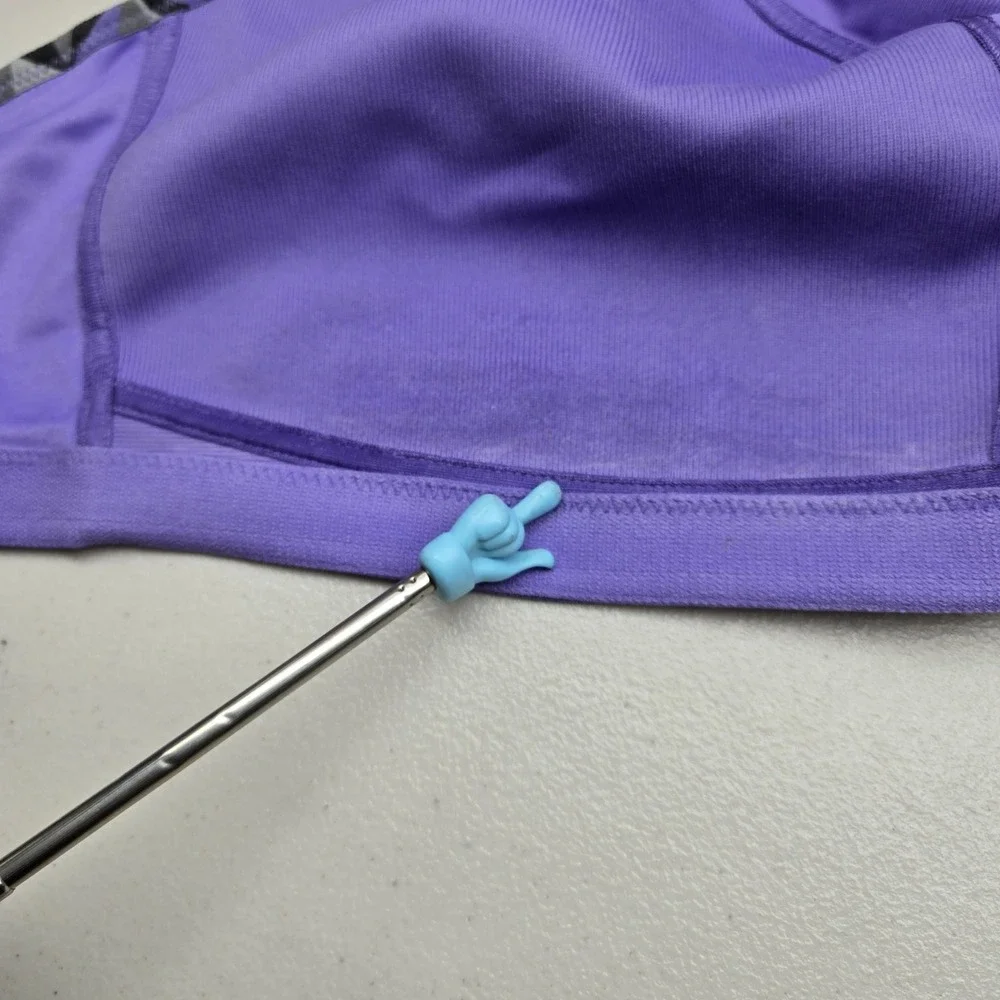 Glamorise Women Sports Bra 50DD Purple Geometric Wireless Adjustable Straps READ